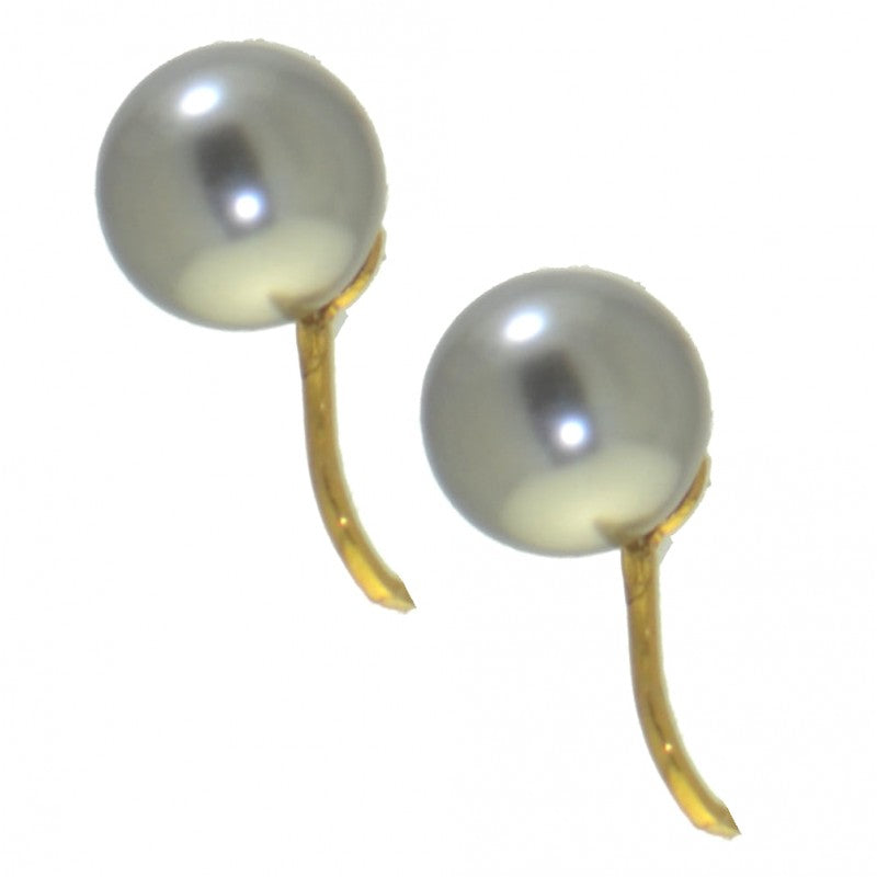 HADRIA 10mm gold plated dark grey faux Pearl Clip On Earrings