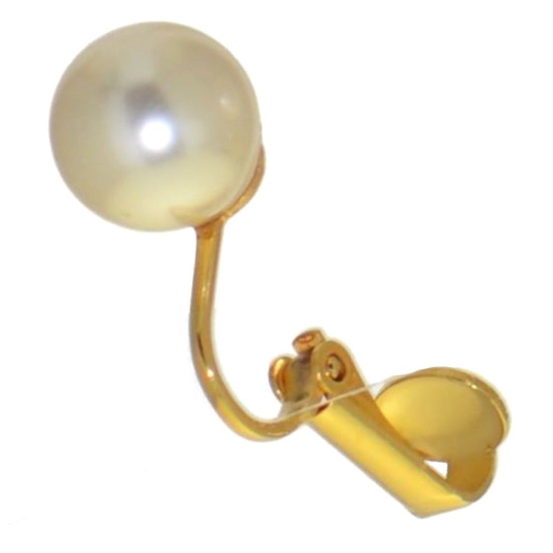 HADRIA 10mm gold plated white  faux pearl clip on earrings