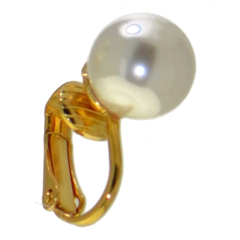 HADRIA 10mm gold plated white  faux pearl clip on earrings