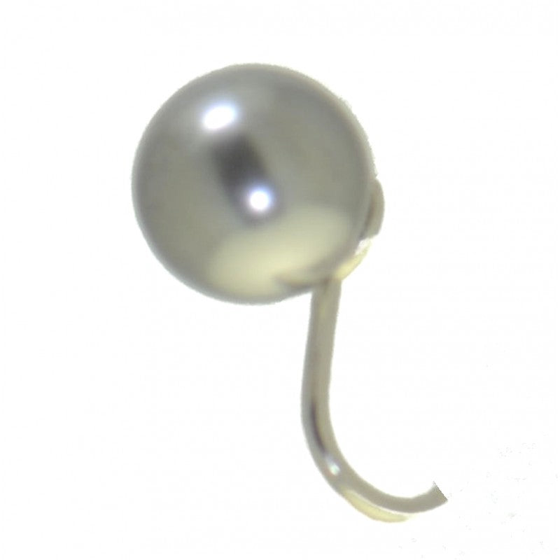 HADRIA 10mm Silver plated light grey faux Pearl Clip On Earrings