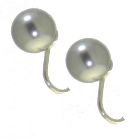 HADRIA 10mm Silver plated light grey faux Pearl Clip On Earrings