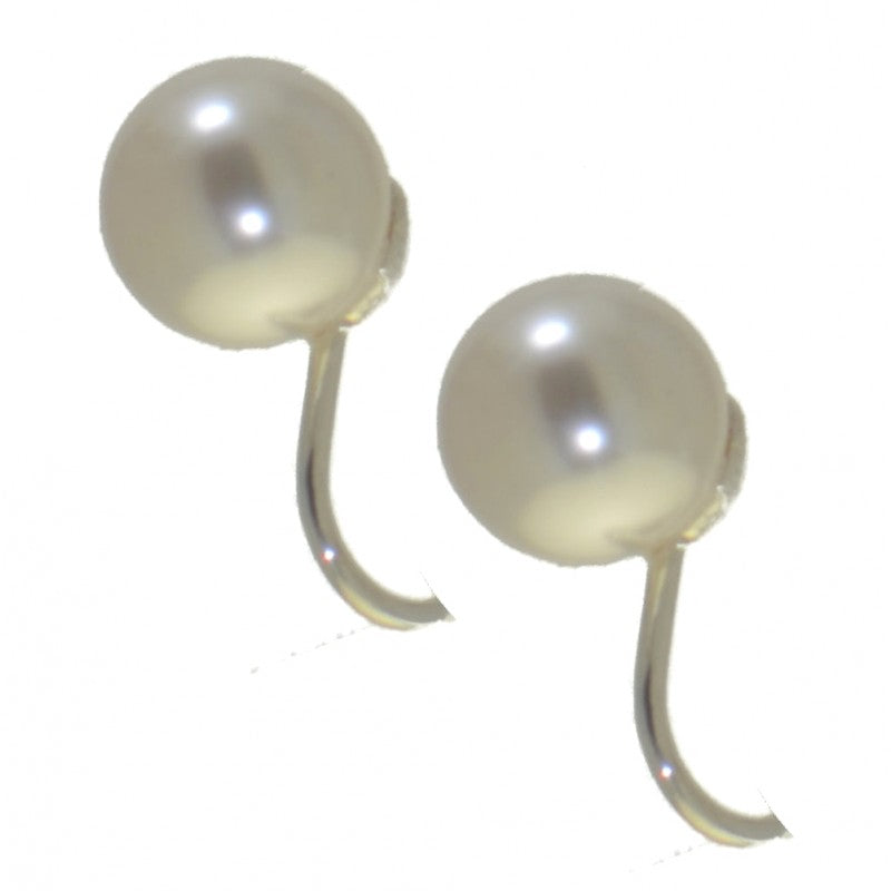 HADRIA 10mm Silver plated white faux Pearl Clip On Earrings