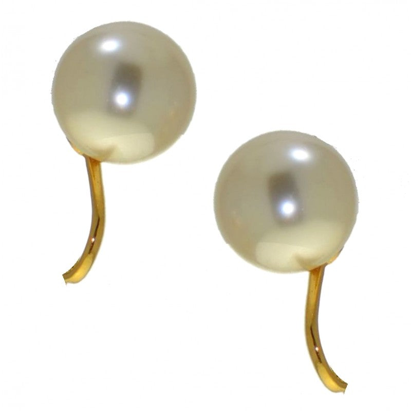 HADRIA 12mm gold plated white faux pearl clip on earrings