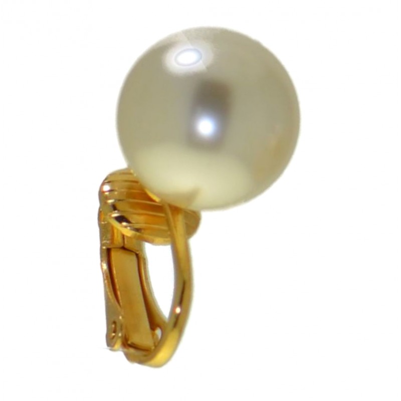 HADRIA 12mm gold plated white faux pearl clip on earrings