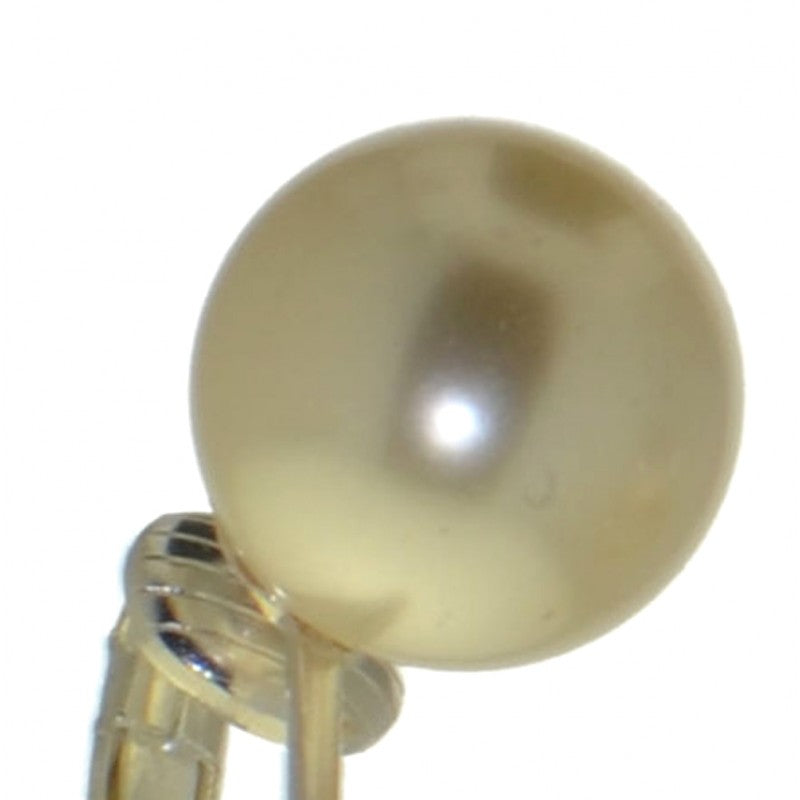 HADRIA 12mm silver plated cream faux pearl clip on earrings