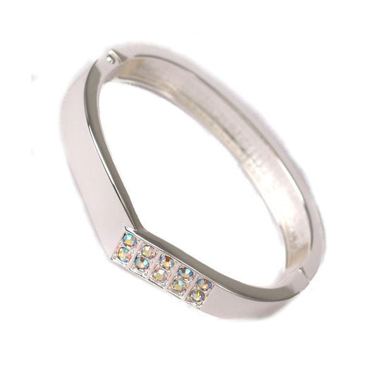 Haifa Silver tone Multi Coloured Crystal Bangle