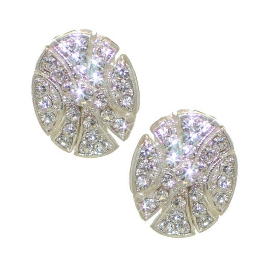 HALOLANI Silver tone Crystal Clip On Earrings