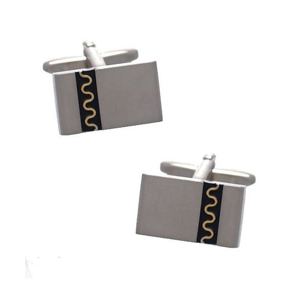 Hamlin Silver tone Black Cufflinks