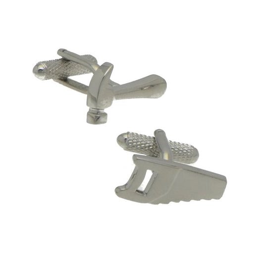 HAMMER and SAW Silver Plated Hammer and Saw Cufflinks