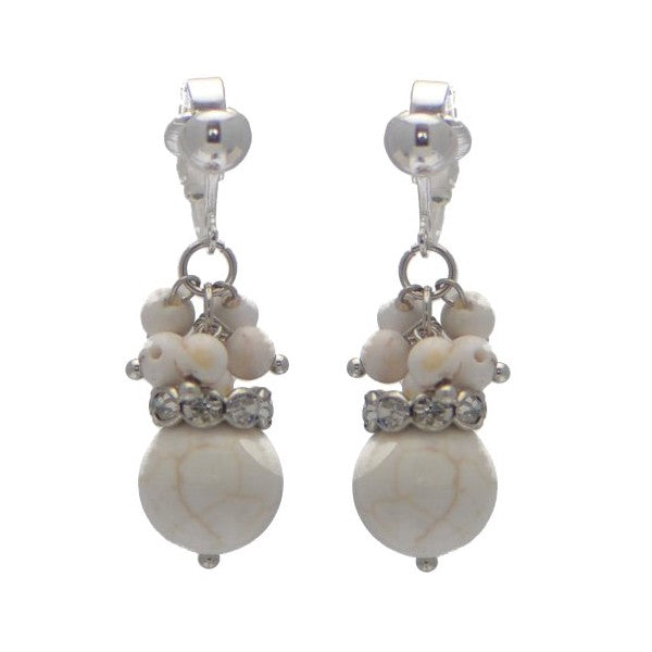 HARPREET Silver plated White Crystal Clip On Earrings