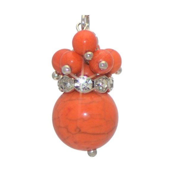 HARPREET Silver tone Orange Crystal Hook Earrings