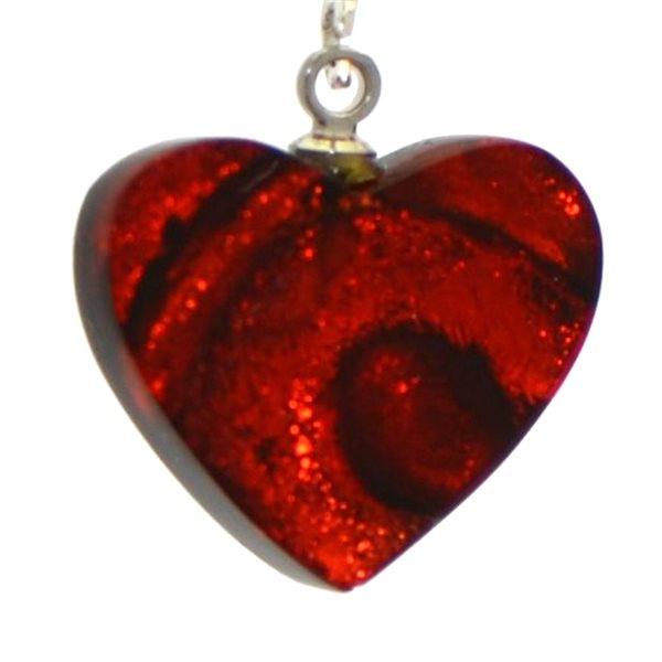 HEART SWIRL silver plated and resin hand made red clip on earrings by TORA