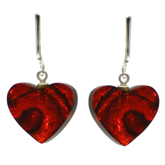 HEART SWIRL silver plated and resin hand made red clip on earrings by TORA