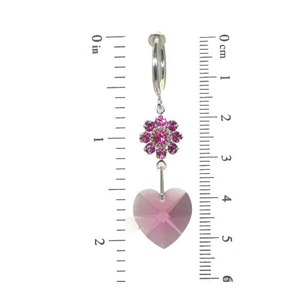 HEARTS & FLOWERS CERCEAU Silver Plated Rose Crystal Clip On Earrings