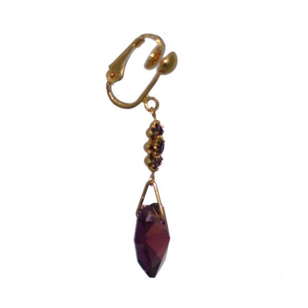 HEARTS & FLOWERS Gold Plated Amethyst Crystal Clip On Earrings