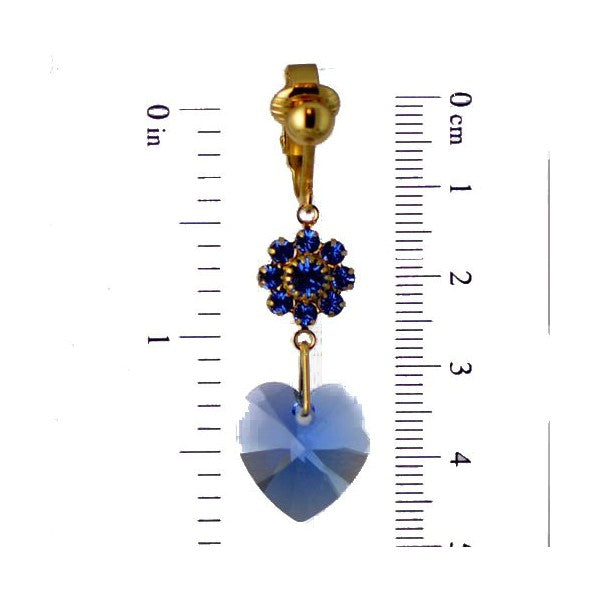 HEARTS & FLOWERS Gold Plated Sapphire Crystal Clip On Earrings