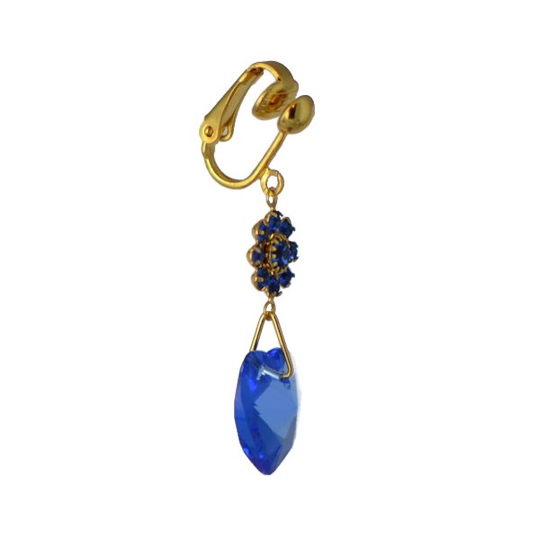 HEARTS & FLOWERS Gold Plated Sapphire Crystal Clip On Earrings