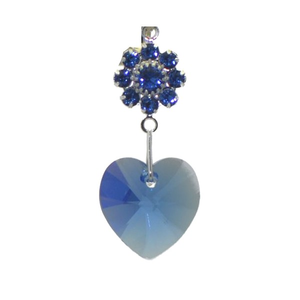 HEARTS And FLOWERS Silver Plated Sapphire Crystal Clip On Earrings
