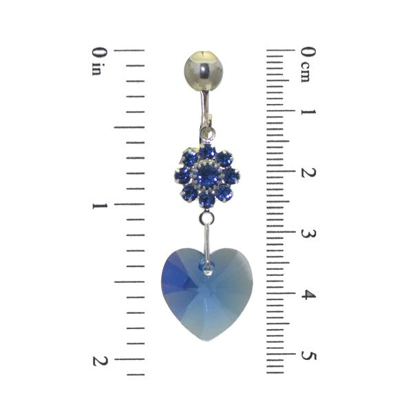 HEARTS And FLOWERS Silver Plated Sapphire Crystal Clip On Earrings