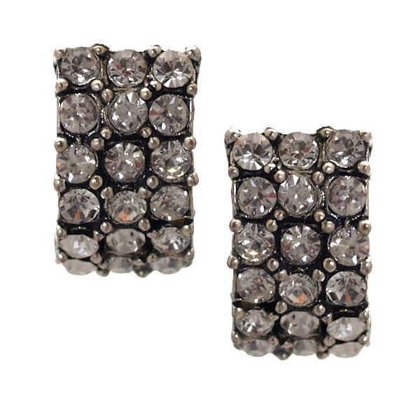 Heloise Silver tone Crystal Clip On Earrings