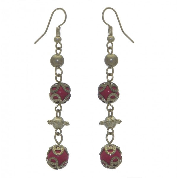 HIGH JINKS silver plated fuchsia hook earrings