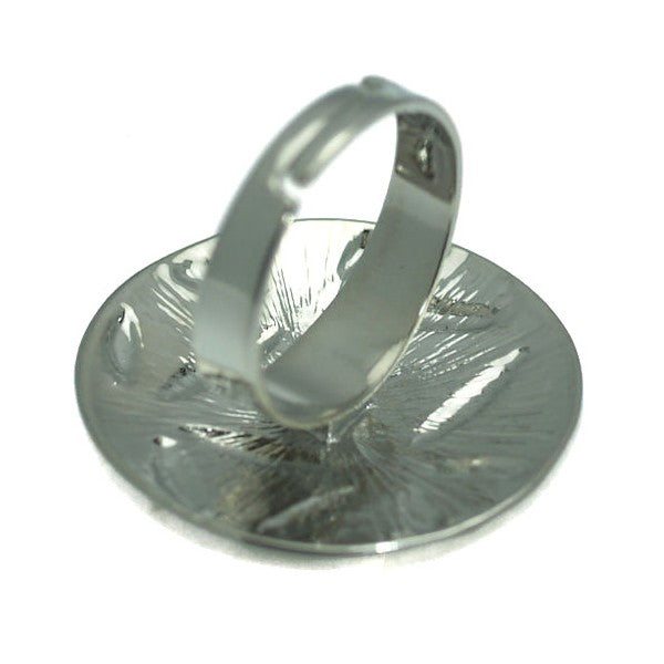 HRG 0005F Arizona Silver tone Fuchsia Adjustable Fashion Ring