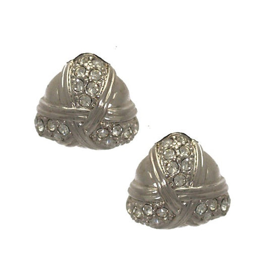 Idonia Silver tone Crystal Clip On Earrings