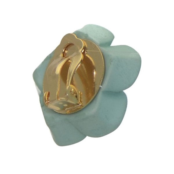 IFRAH Gold tone Turquoise Rose Clip On Earrings