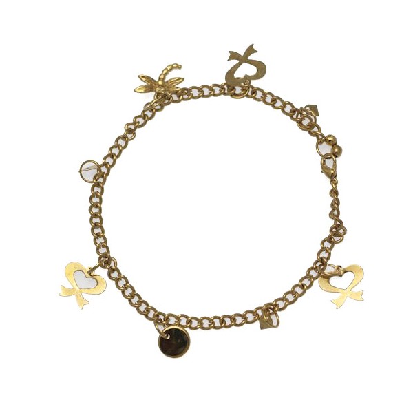IKSHU Gold Plated Dragonfly Bow and Disk Ankle Chain