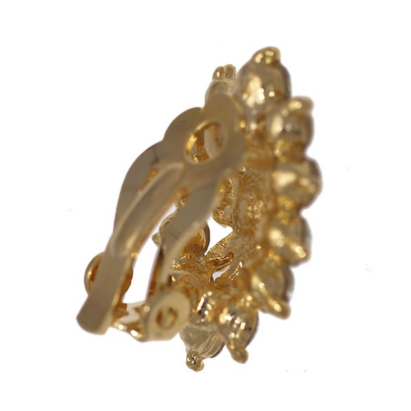 IMMACOLATA Gold Plated Crystal Clip On Earrings