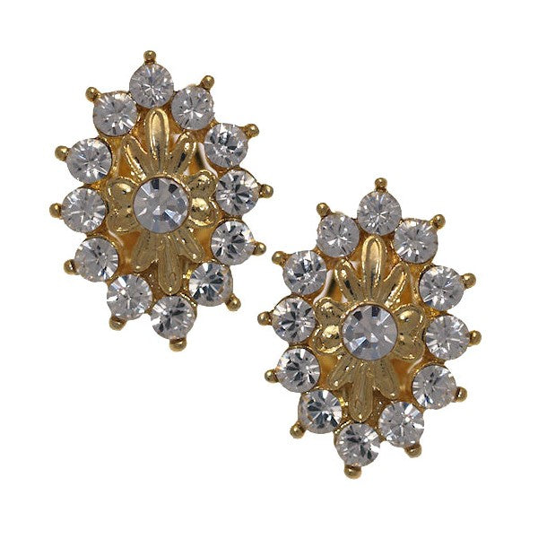 IMMACOLATA Gold Plated Crystal Clip On Earrings
