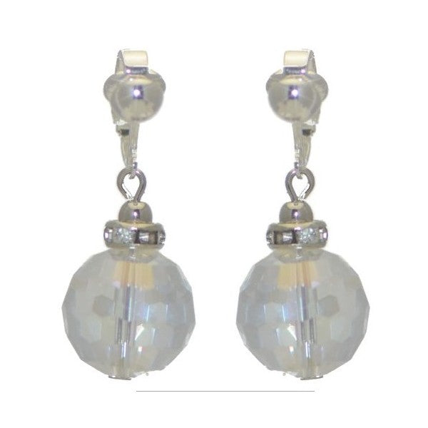 IRSA Silver plated Clear Crystal Clip On Earrings