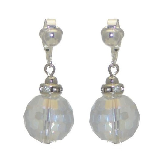 IRSA Silver plated Clear Crystal Clip On Earrings