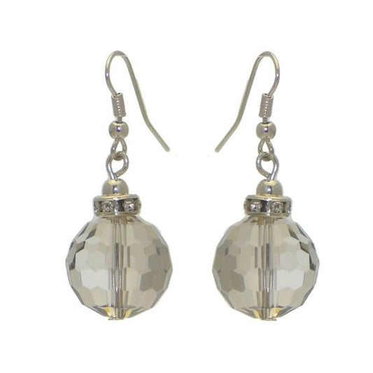 IRSA Silver tone Smoke Crystal Hook Earrings