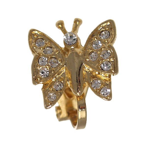 ISAURA Gold Plated Crystal Butterfly Clip On Earrings