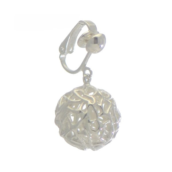 ITALIA Silver Plated Cage Ball Clip On Earrings by VIZ