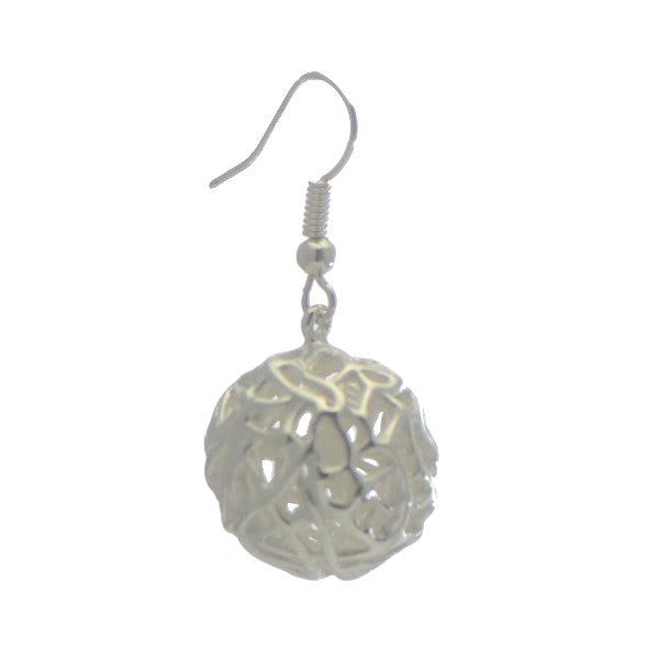 ITALIA Silver Plated Cage Ball Hook Earrings by VIZ