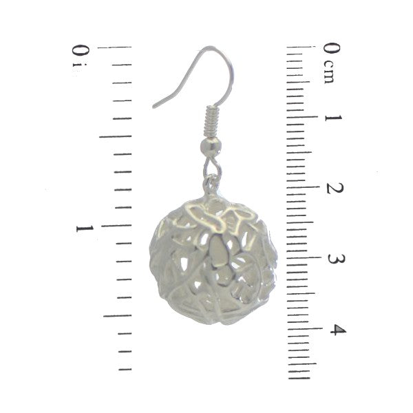 ITALIA Silver Plated Cage Ball Hook Earrings by VIZ