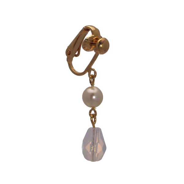 IVONNE Gold plated faux Pearl Translucent Clip On Earrings