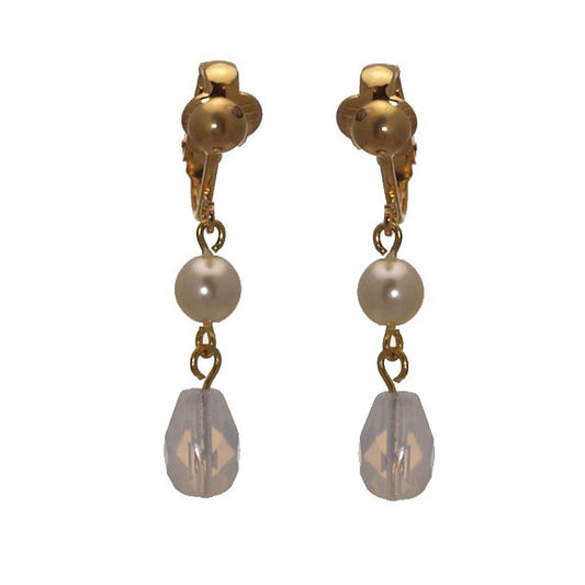 IVONNE Gold plated faux Pearl Translucent Clip On Earrings