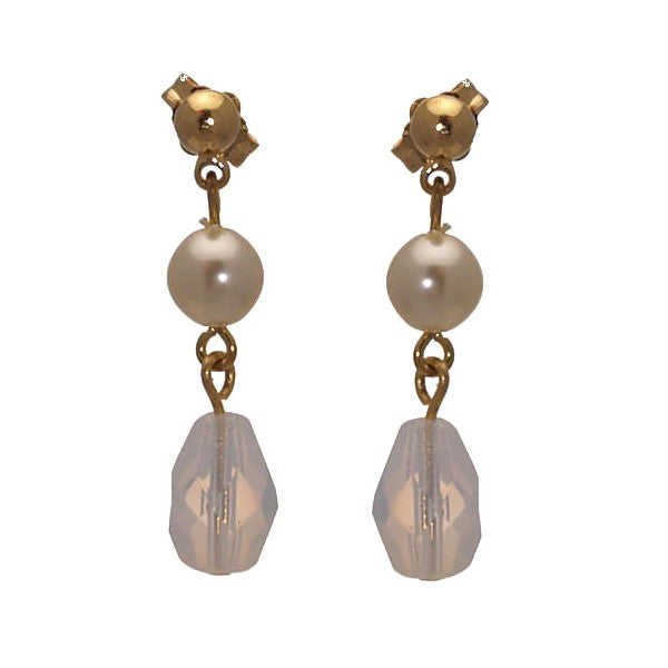 IVONNE Gold plated faux Pearl Translucent Post Earrings