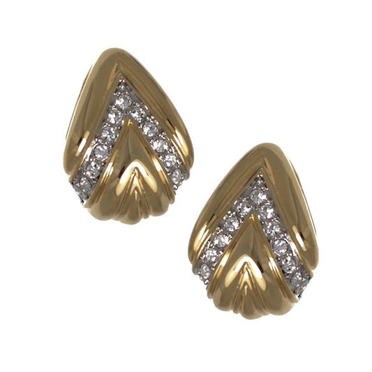 Ivory Gold tone Crystal Clip On earrings