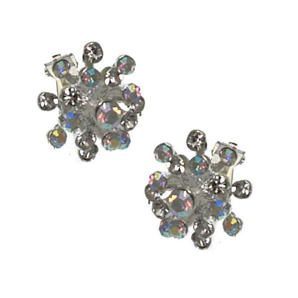 Jacqui Silver tone Multi Coloured Crystal Clip On Earrings