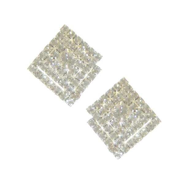 JACUNDA Silver Plated Crystal Clip On Earrings