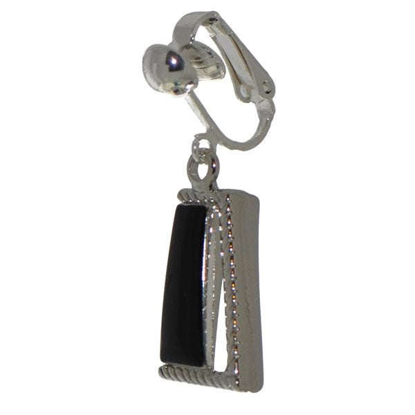 JANA silver plated black clip on earrings by Rodney