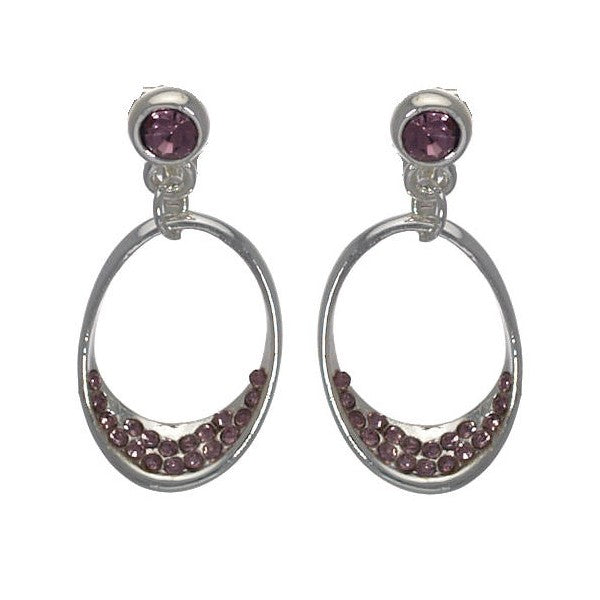 Jane Silver tone Amethyst Clip On Earrings