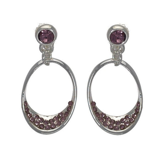 Jane Silver tone Amethyst Clip On Earrings