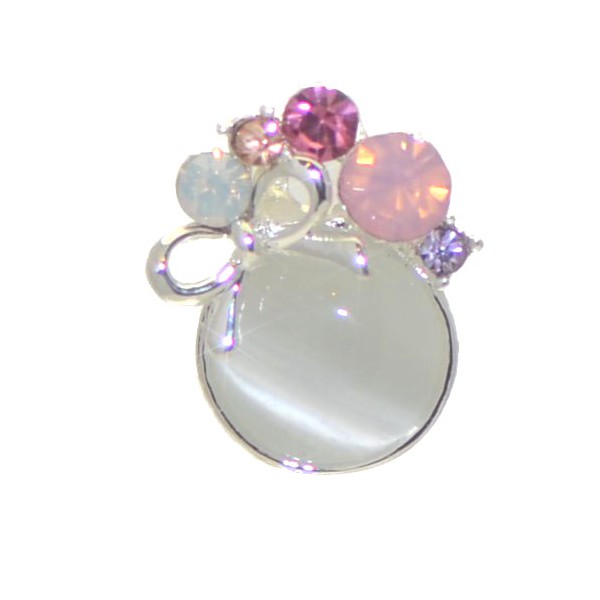 JANNALI Silver tone Round Multi Coloured Crystal Pearlescent Clip On Earrings