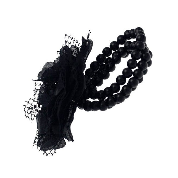 Jerrica Black Elasticated Flower Bracelet