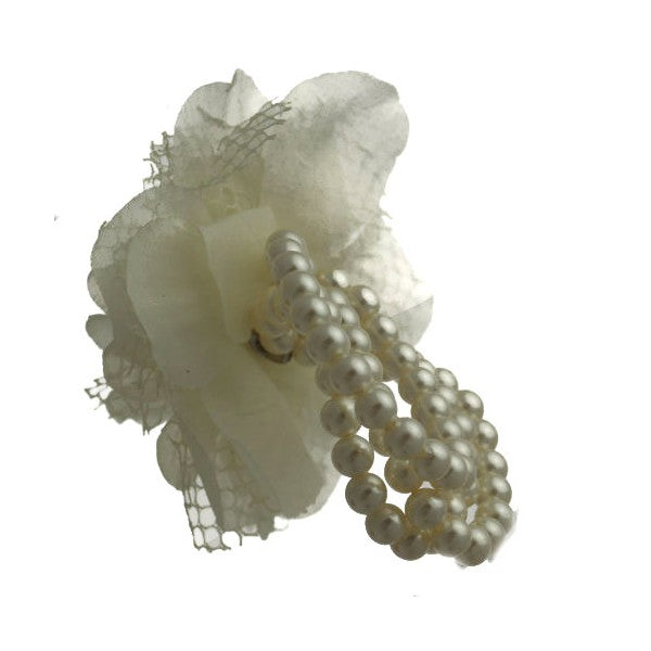 Jerrica Cream Elasticated Flower Bracelet